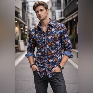 Robert Graham Cabreo Abstract Paisley Print Button Down Shirt Classic Fit Size M